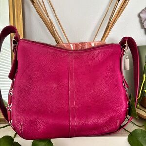 Coach Pink Crossbody Bag with Silver Hardware